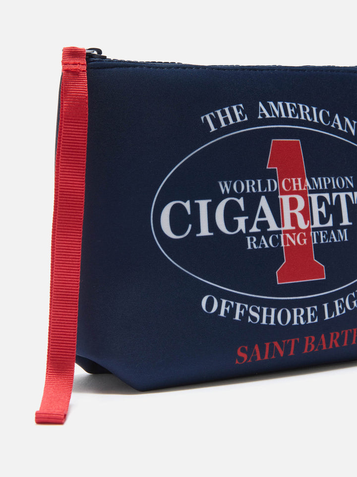 Pochette Aline in scuba blu con ricamo Cigarette Racing Team | Special Edition