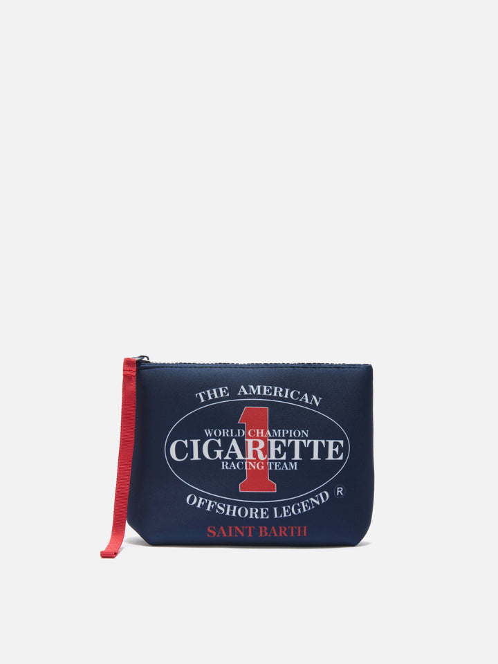 Pochette Aline in scuba blu con ricamo Cigarette Racing Team | Special Edition