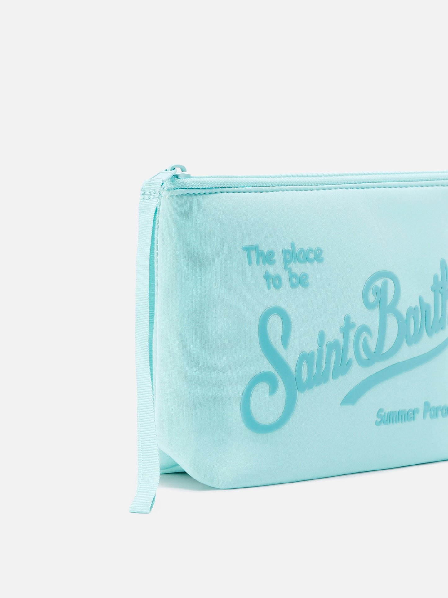 Aline scuba pouch in solid aqua green