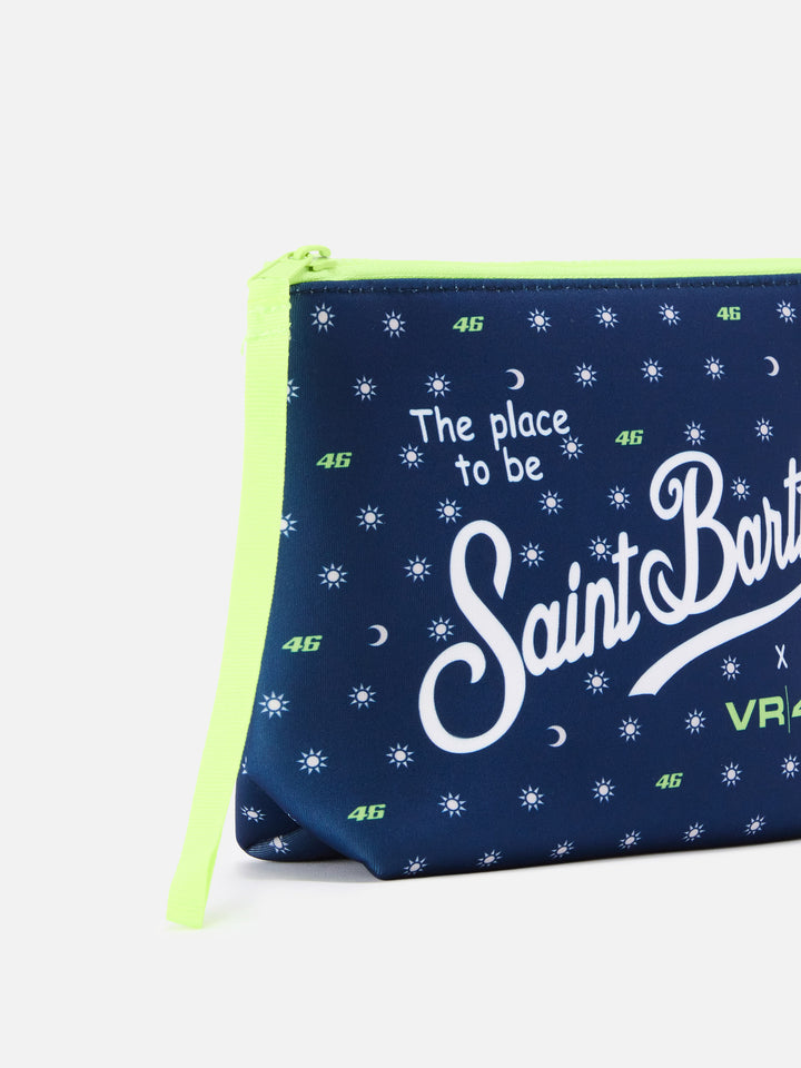 Pochette Aline in scuba blu con stampa VR46 Limited Edition | VR46 SPECIAL EDITION