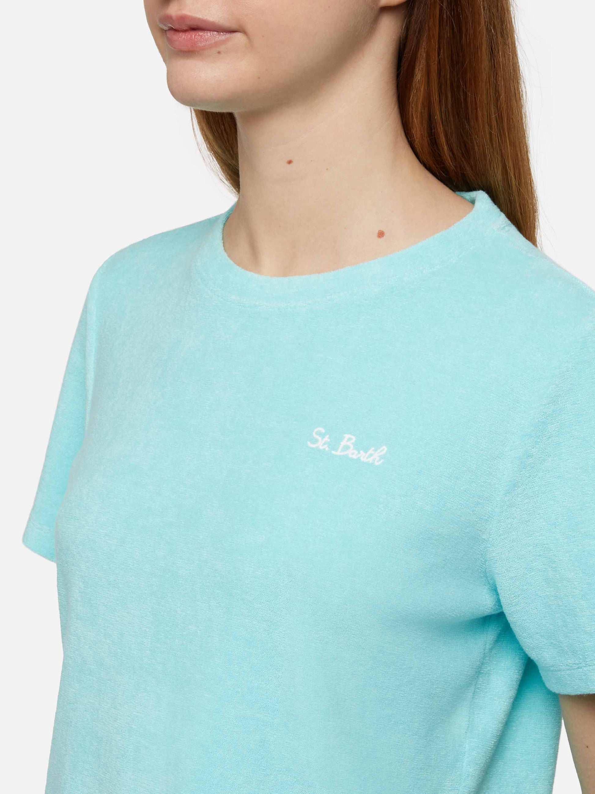 Water green terry cotton t-shirt Aleja - MC2 Saint Barth