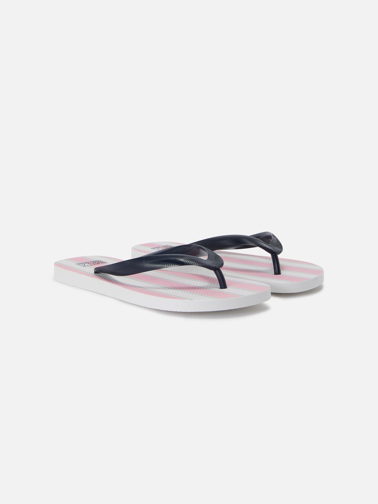 Alma rubber slip-on flip flops with pink and white stripes