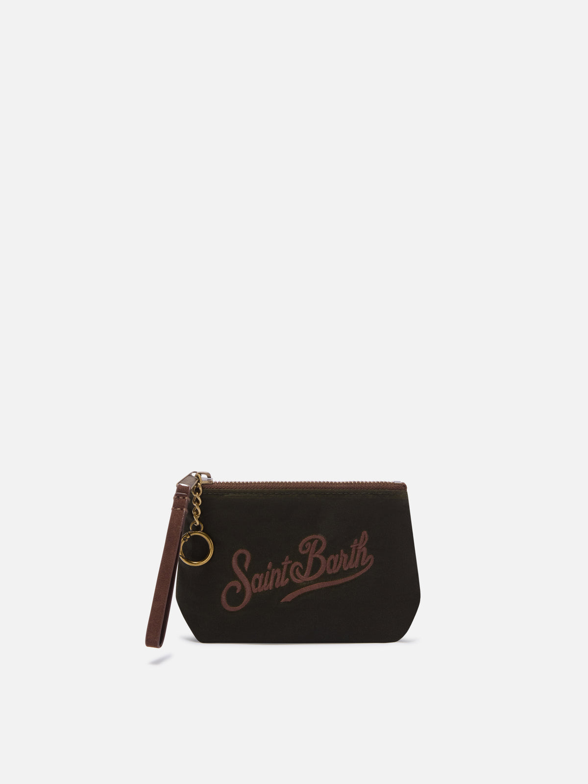 Mini Aline ciré pouch vert militaire avec logo brodé 