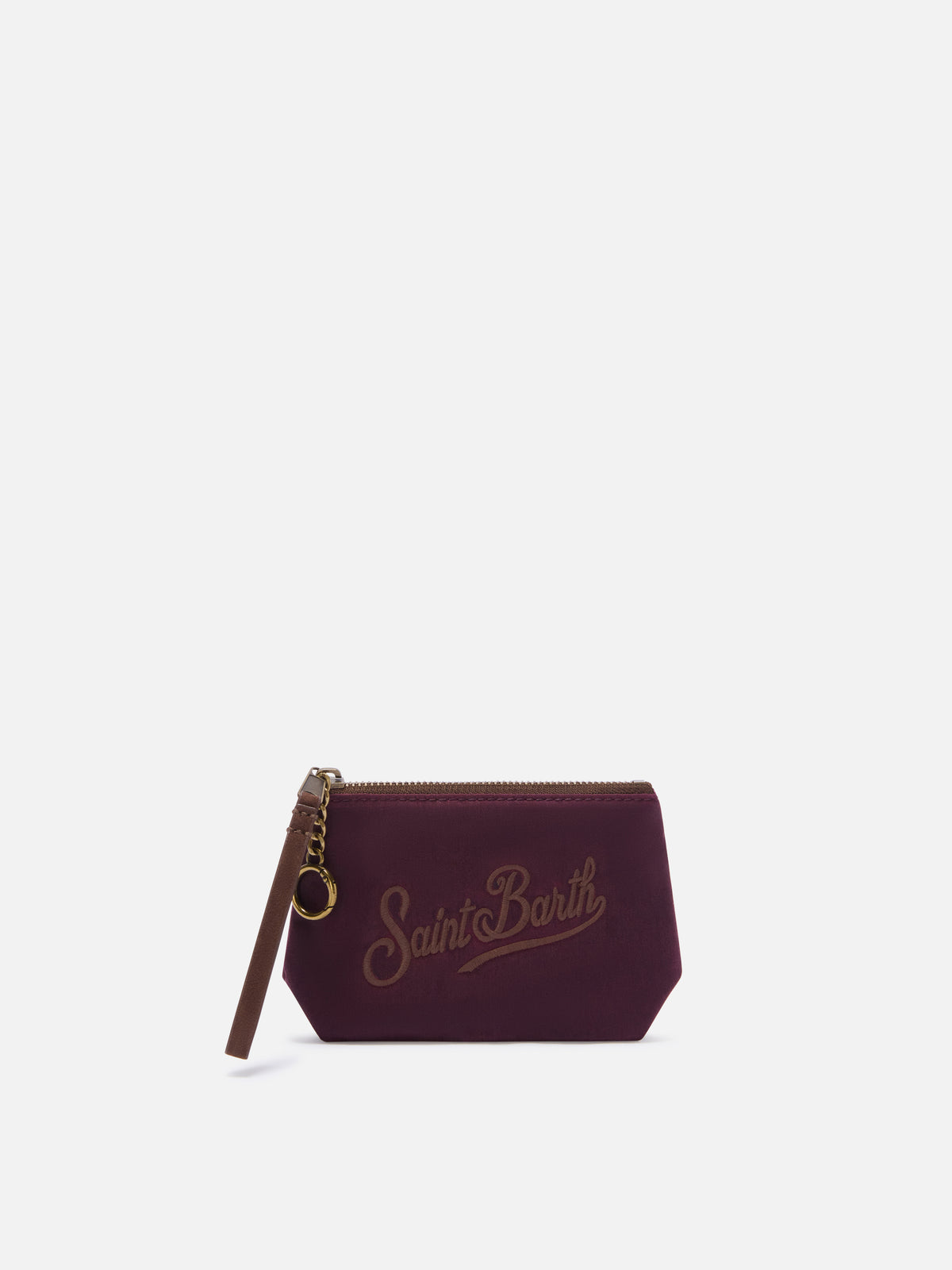 Bordeaux Mini Aline waxed pouch with logo embroidery