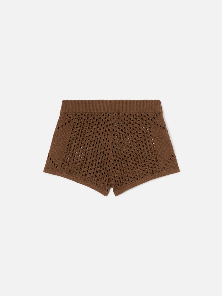 Brown Almyra crochet shorts
