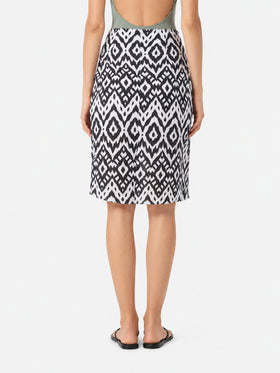 Amanda black and white ikat midi skirt