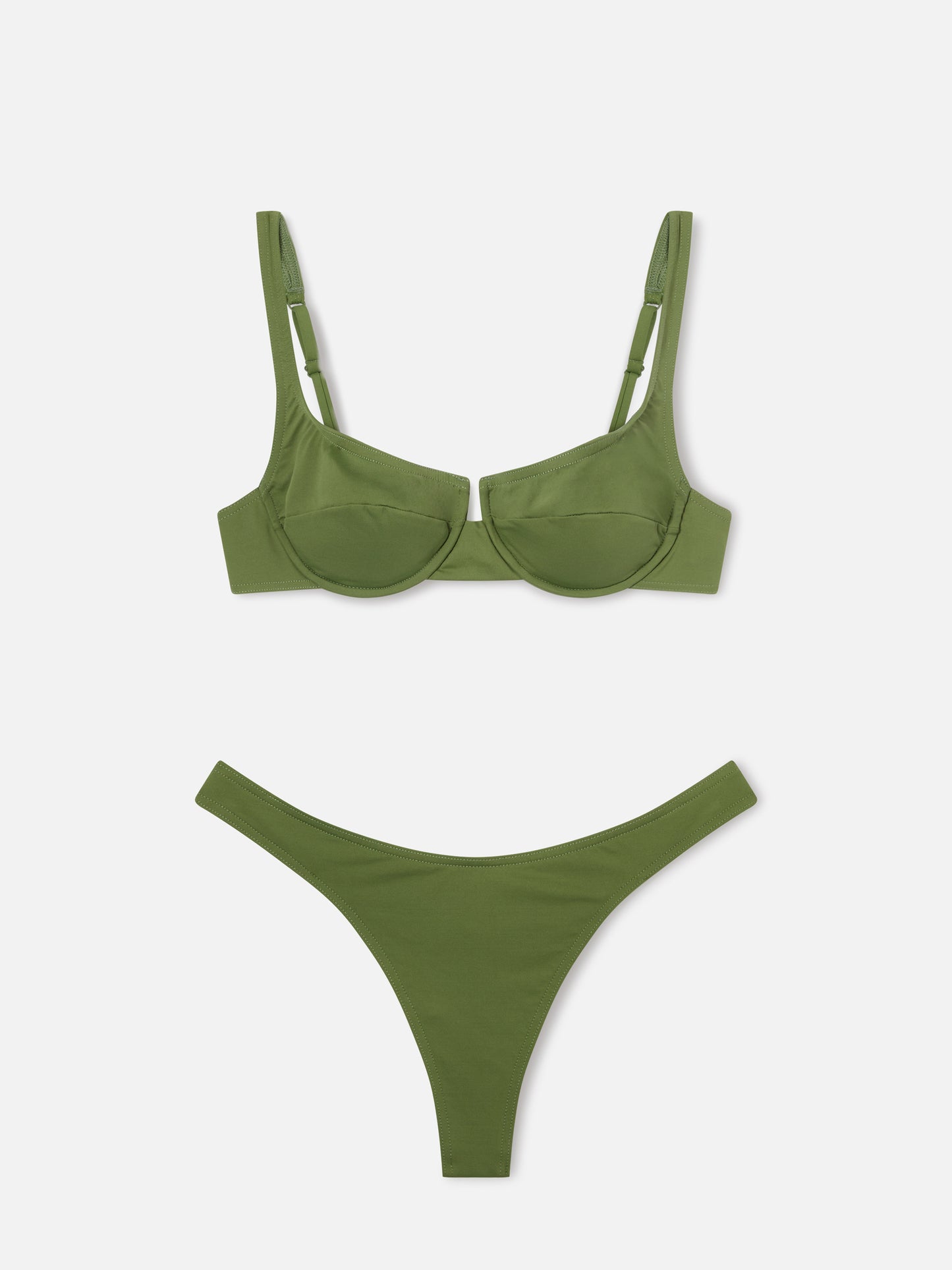 Amira Naomi Balconette-Bikini in Military Green in Unifarbe 