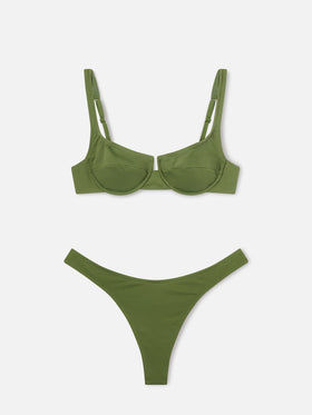 Amira Naomi Balconette-Bikini in Military Green in Unifarbe 