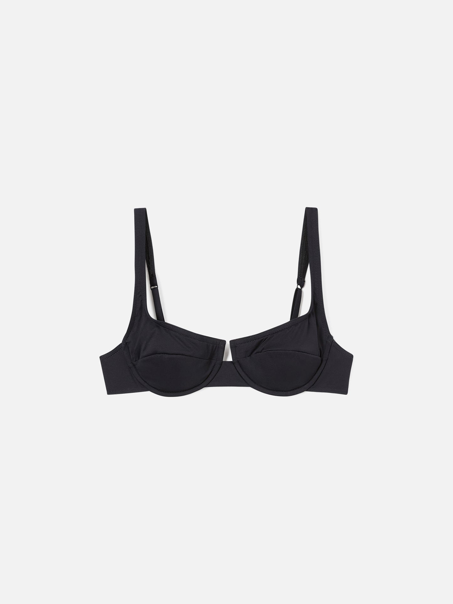 Amira balconette bikini top in solid black