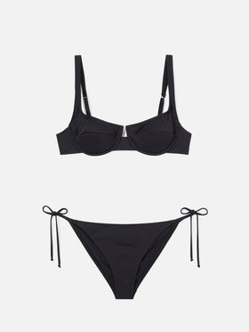 Bikini balconnet noir Amira Naomi en couleur unie 