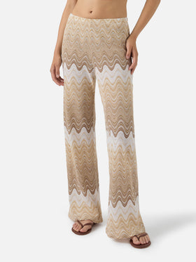 Pantalones largos Amalia degradé raschel beige 