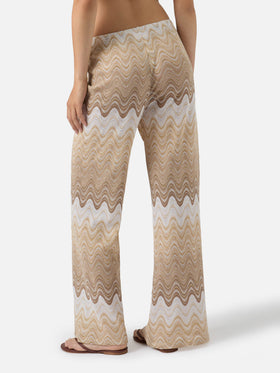 Pantalones largos Amalia degradé raschel beige 