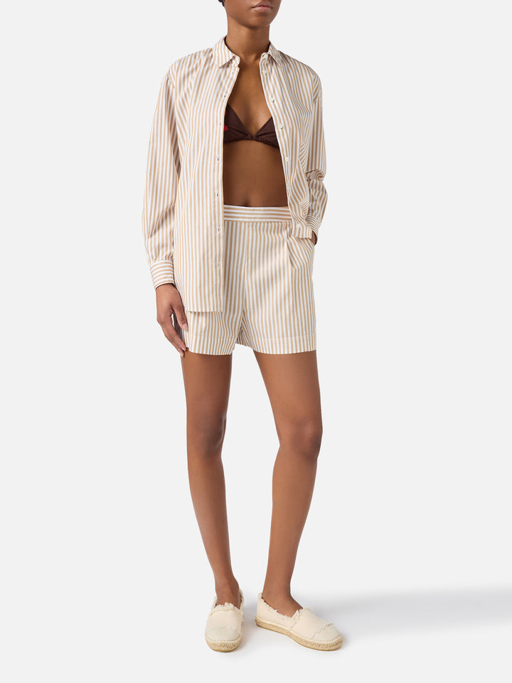 Amani beige striped shorts