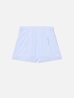 Light blue striped Amani cotton shorts