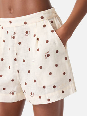 Amani linen shorts with polka dots print
