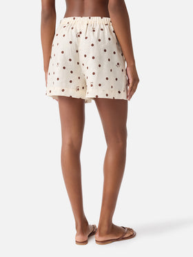 Amani linen shorts with polka dots print