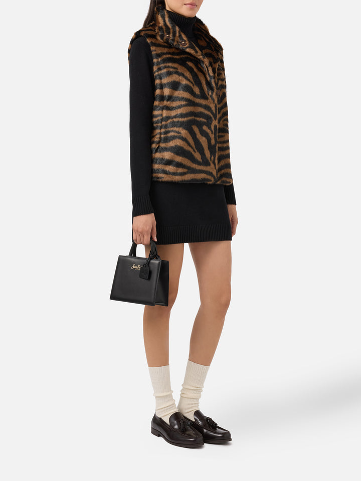 Gilet Ambre in faux fur con stampa zebrata
