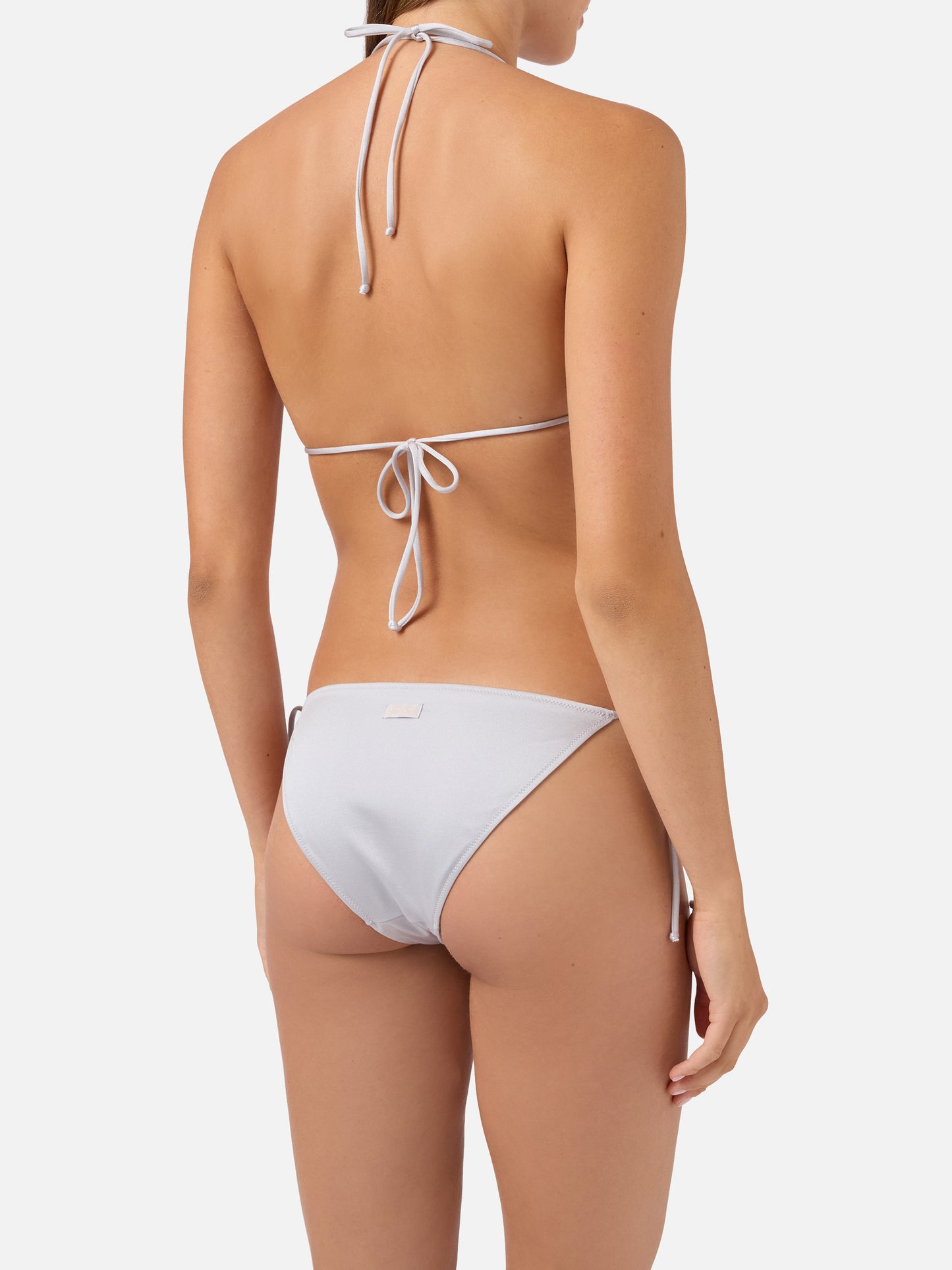 Annabelle Virgo Bikini in Silber mit glänzendem Finish und Strassdetails 