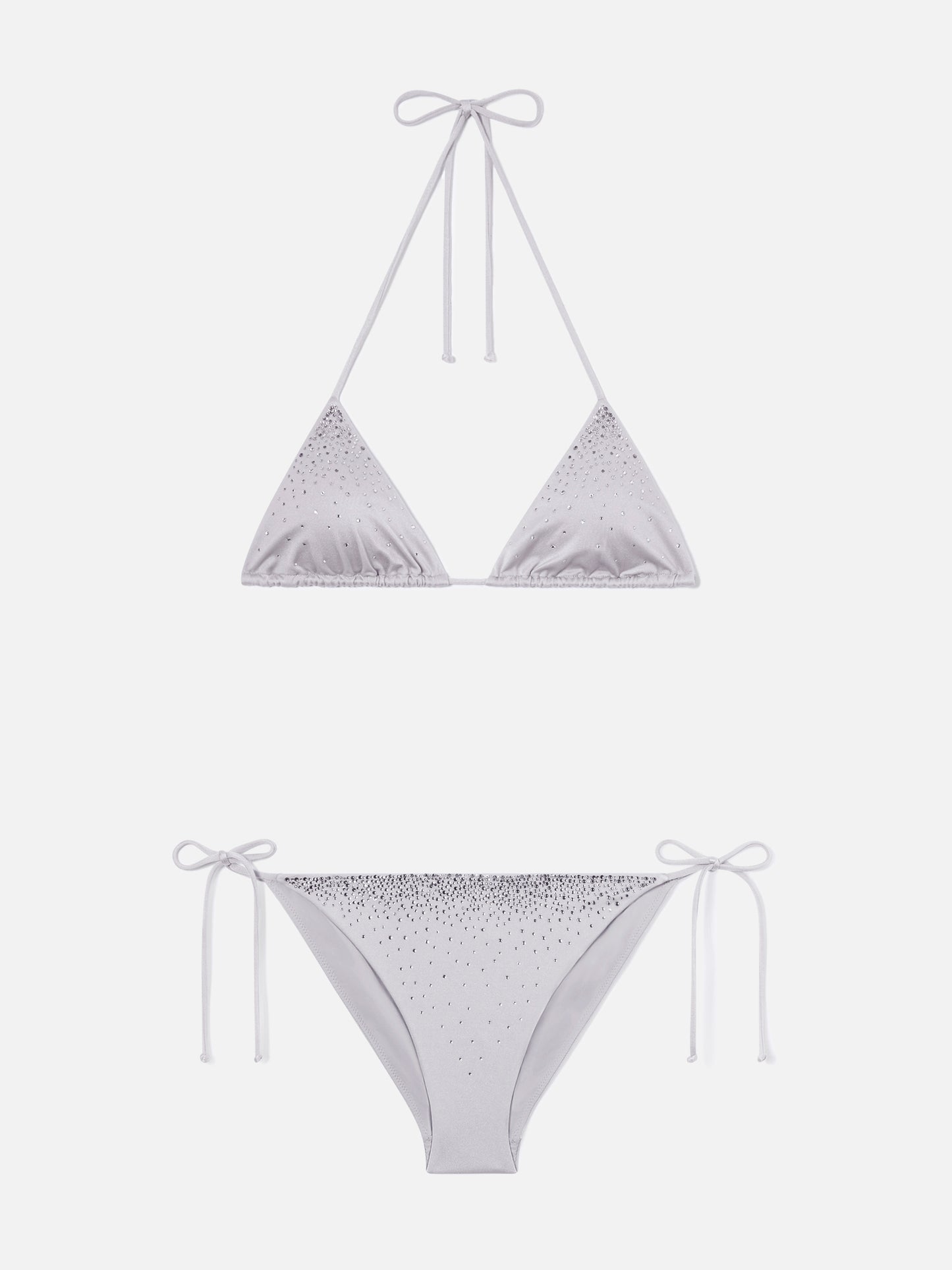 Annabelle Virgo Bikini in Silber mit glänzendem Finish und Strassdetails 