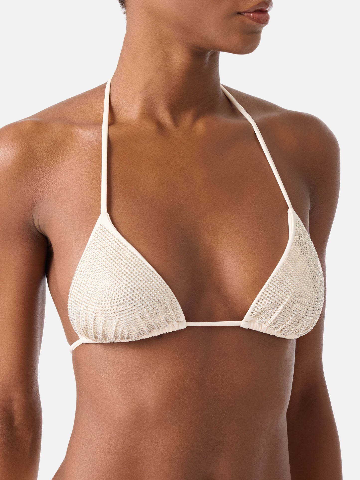 Top de bikini de triángulo Annabelle Nude con strass 