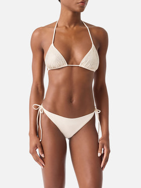 Bikini triangle beige à strass Annabelle Virgo 