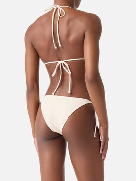 Bikini triangle beige à strass Annabelle Virgo 