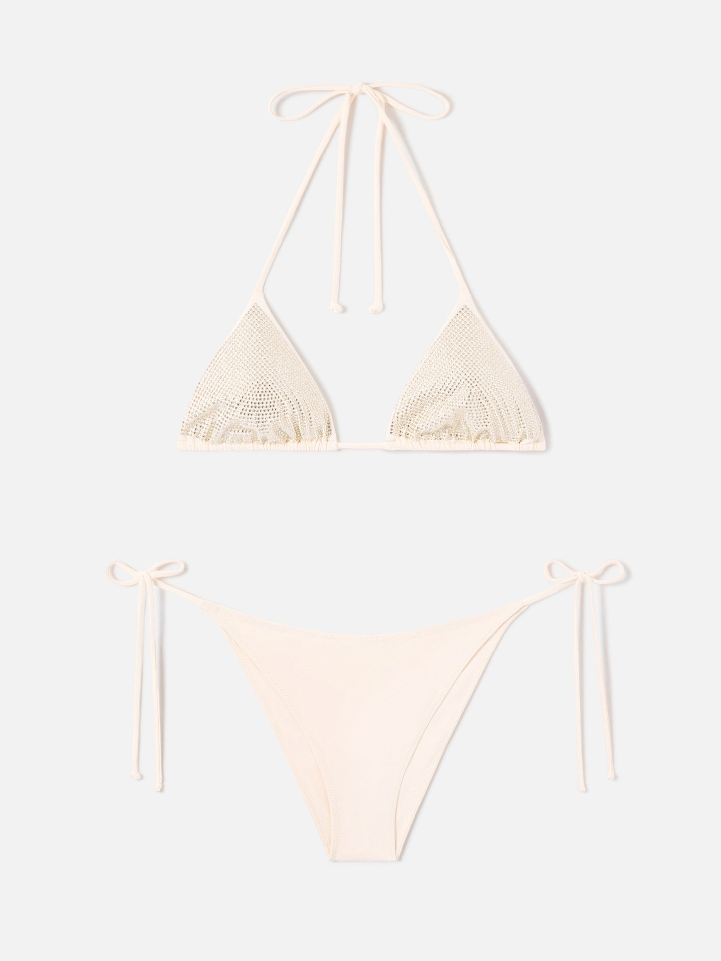 Bikini triangle beige à strass Annabelle Virgo 