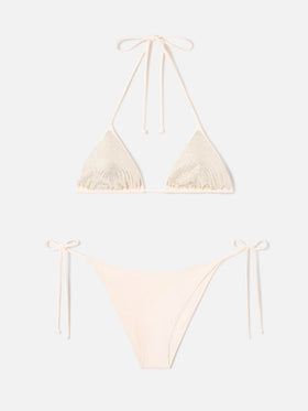 Bikini triangle beige à strass Annabelle Virgo 