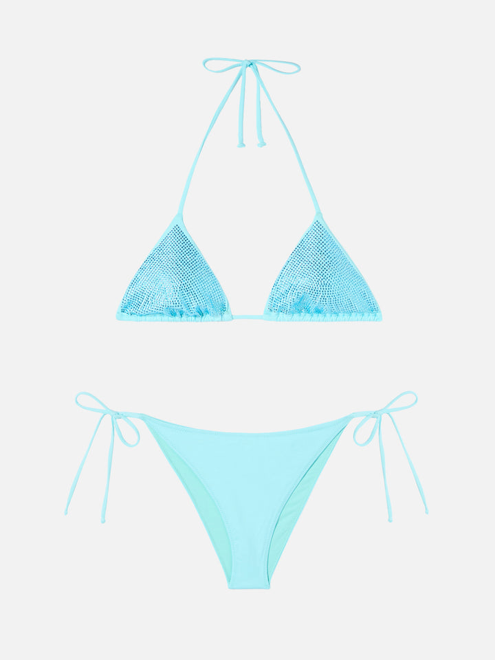 Triangle bikini Annabelle Virgo in water green with rhinestones
