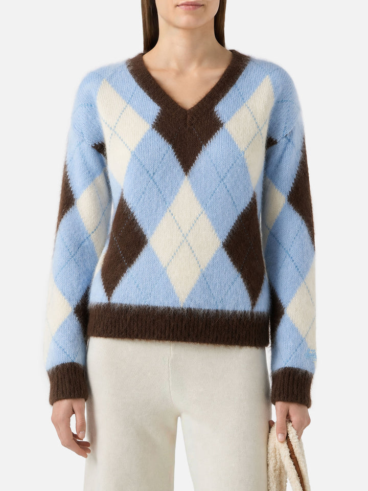 Maglione Annecy Soft crop con fantasia rombi