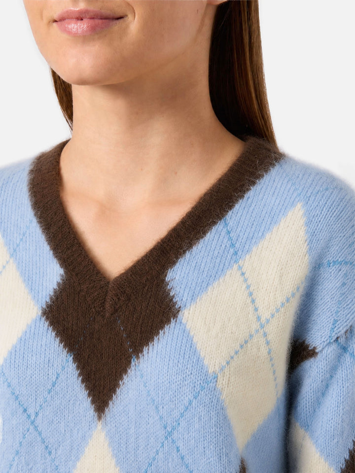 Maglione Annecy Soft crop con fantasia rombi