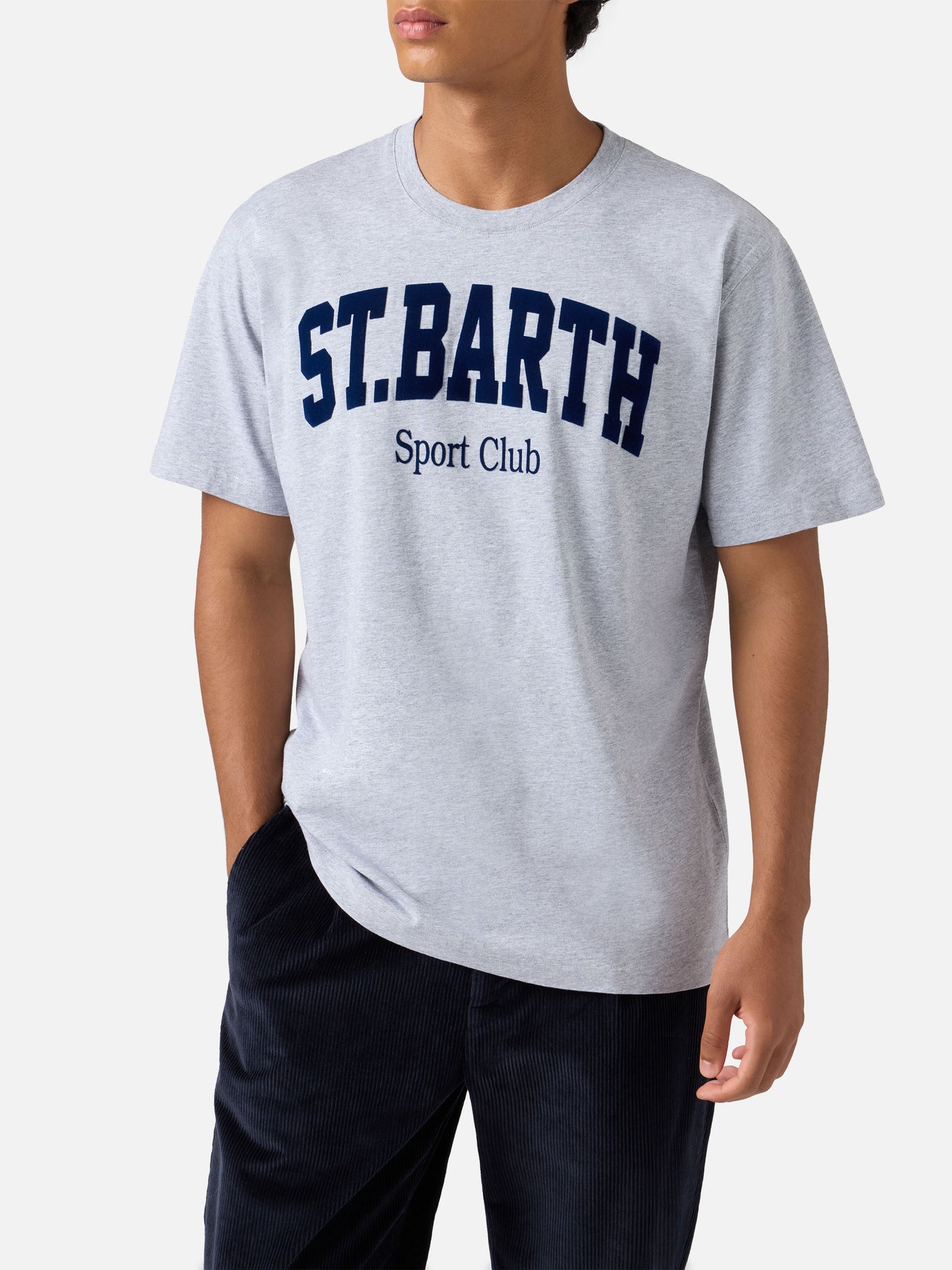 Arnott Baumwoll-T-Shirt in Blau mit Flockdruck des St. Barth Sport Clubs