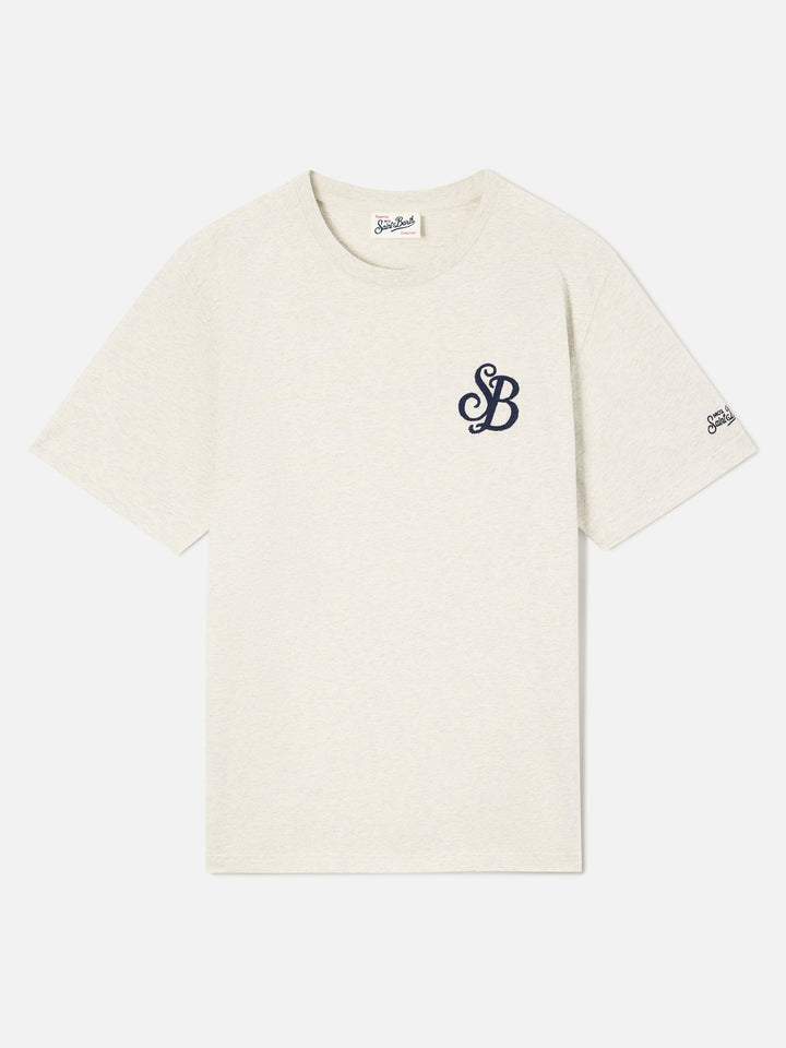 Camiseta gris de algodón orgánico Arnott con bordado del monograma SB Legacy 