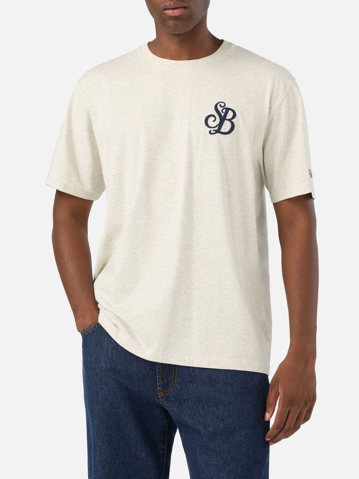 Camiseta gris de algodón orgánico Arnott con bordado del monograma SB Legacy 