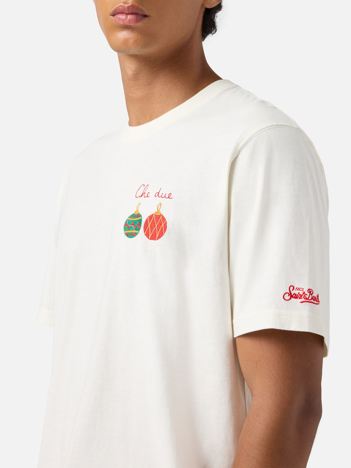 Arnott cotton T-shirt in white with Che Due… embroidery