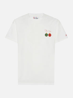 Arnott cotton T-shirt in white with Che Due… embroidery