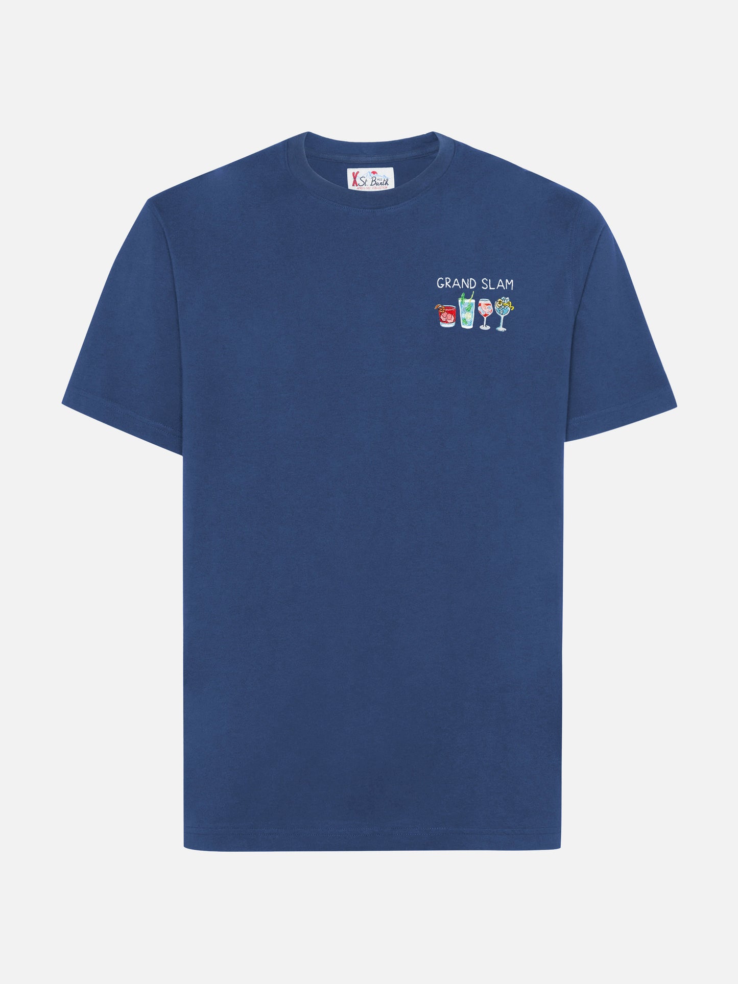 Arnott Baumwoll-T-Shirt in Blau mit Grand Slam-Stickerei und Flaschenprint