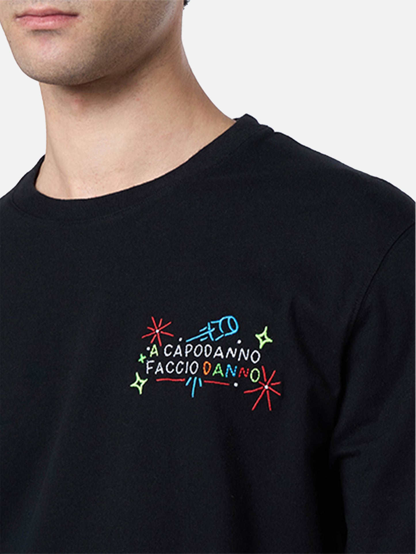 Man heavy cotton t-shirt Arnott with a Capodanno faccio danno embroidery | INSULTI LUMINOSI SPECIAL EDITION - MC2 Saint Barth