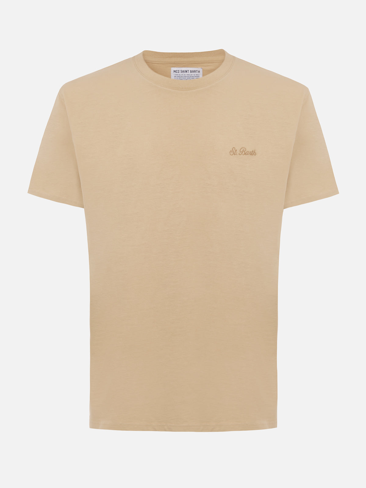 Man beige heavy cotton t-shirt Arnott with St. Barth embroidery - MC2 Saint Barth