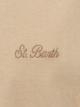 Man beige heavy cotton t-shirt Arnott with St. Barth embroidery - MC2 Saint Barth