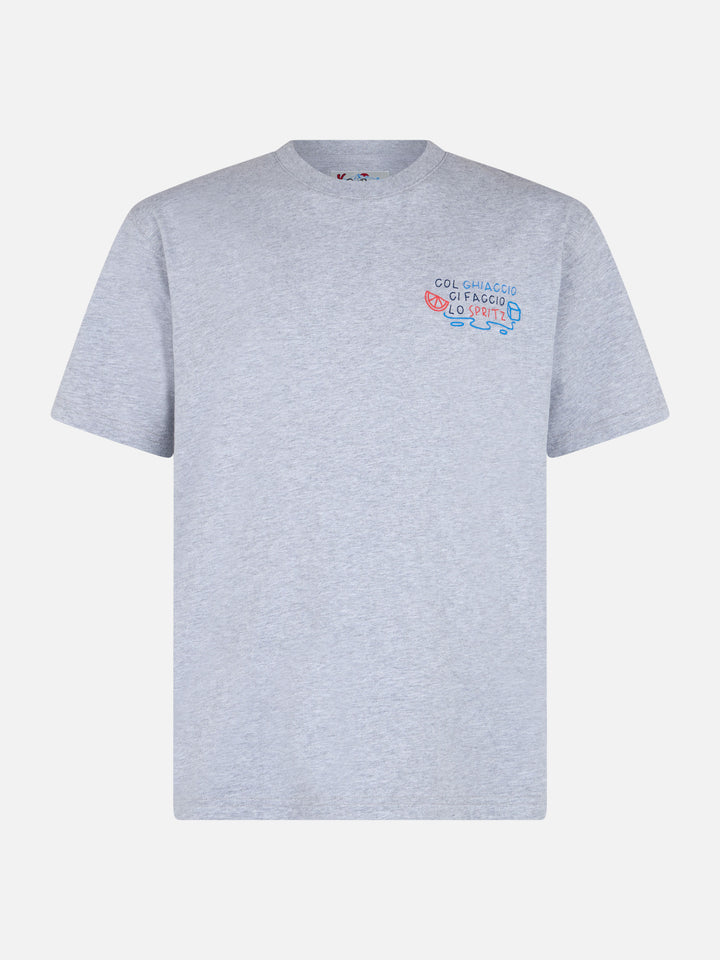 Man heavy cotton t-shirt Arnott with Col ghiaccio ci faccio lo Spritz embroidery | INSULTI LUMINOSI SPECIAL EDITION - MC2 Saint Barth