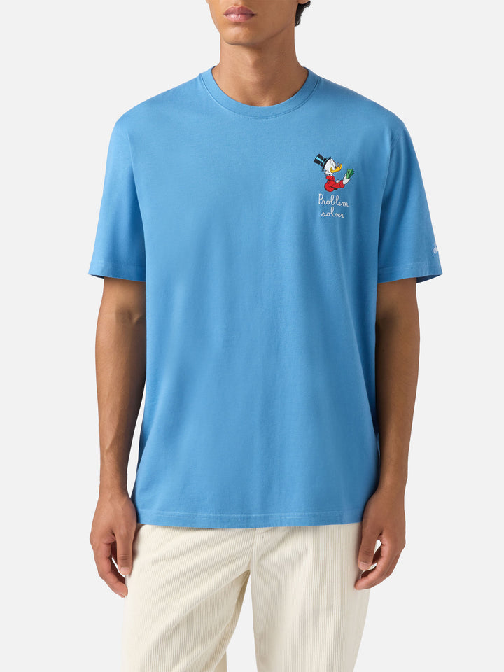T-shirt Arnott in cotone blu avio con ricamo zio Paperone Problem Solver | DISNEY SPECIAL EDITION