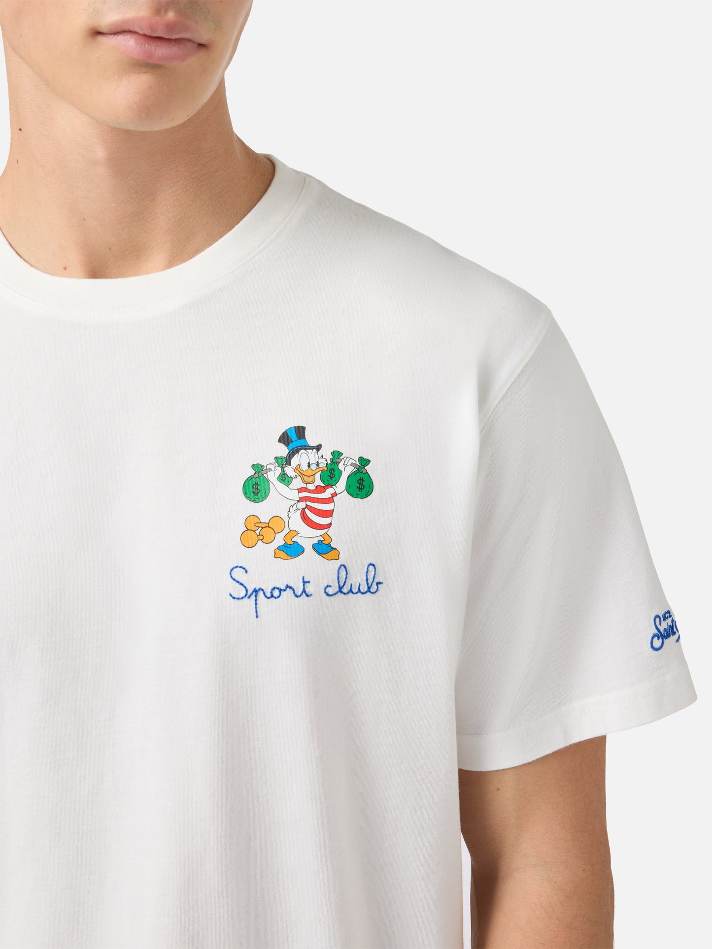 Arnott cotton T-shirt in white with Scrooge McDuck Sport Club embroidery | DISNEY SPECIAL EDITION