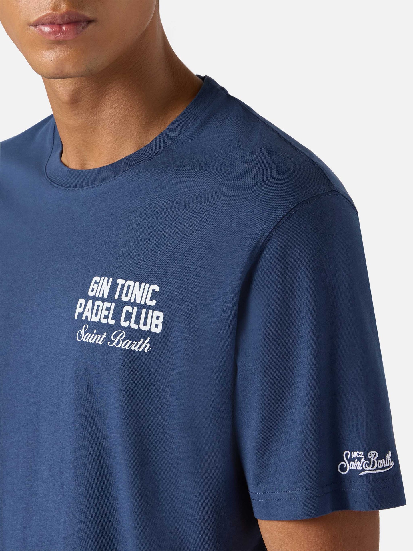 Arnott cotton T-shirt in blue with Gin Tonic Padel Club print
