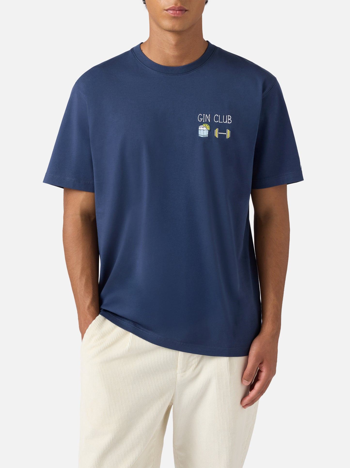 Arnott cotton T-shirt in blue with Gin Club embroidery