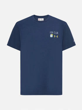 Arnott cotton T-shirt in blue with Gin Club embroidery
