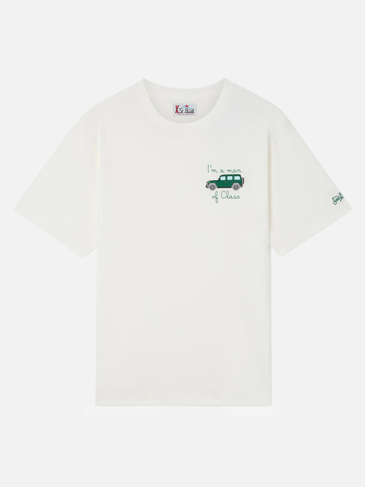 Off white Arnott Baumwoll-T-Shirt mit „I'm A Man Of Class“-Stickerei 