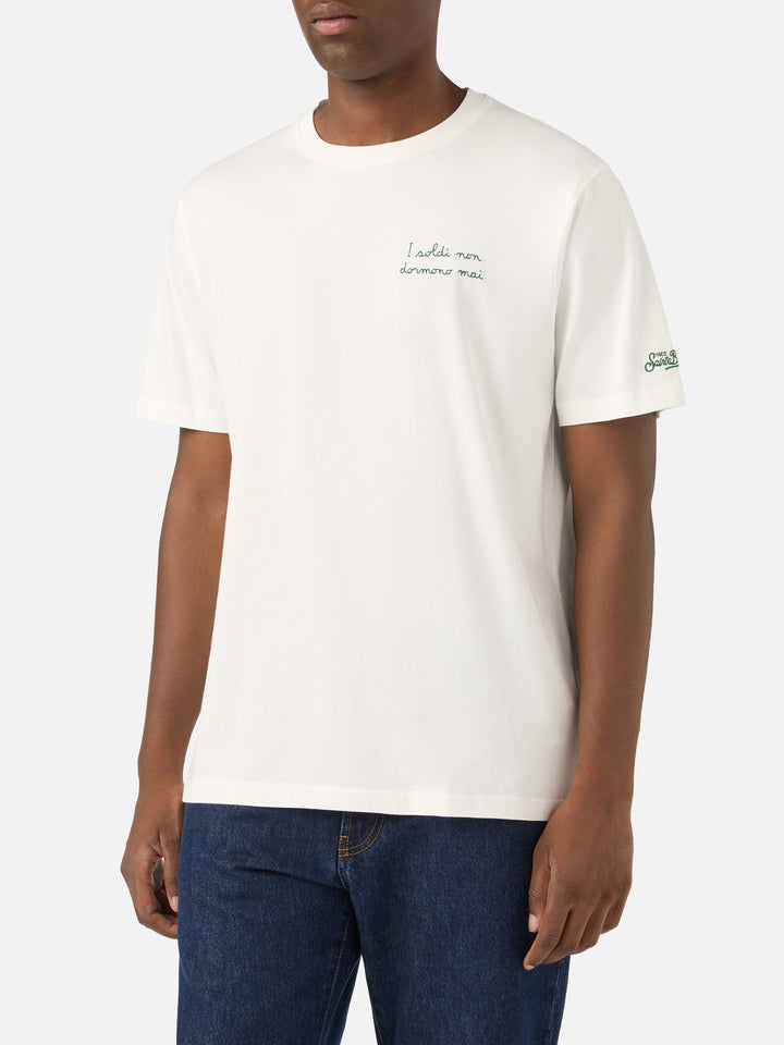T-shirt en coton off white Arnott avec broderie I Soldi Non Dormono Mai | Special edition 