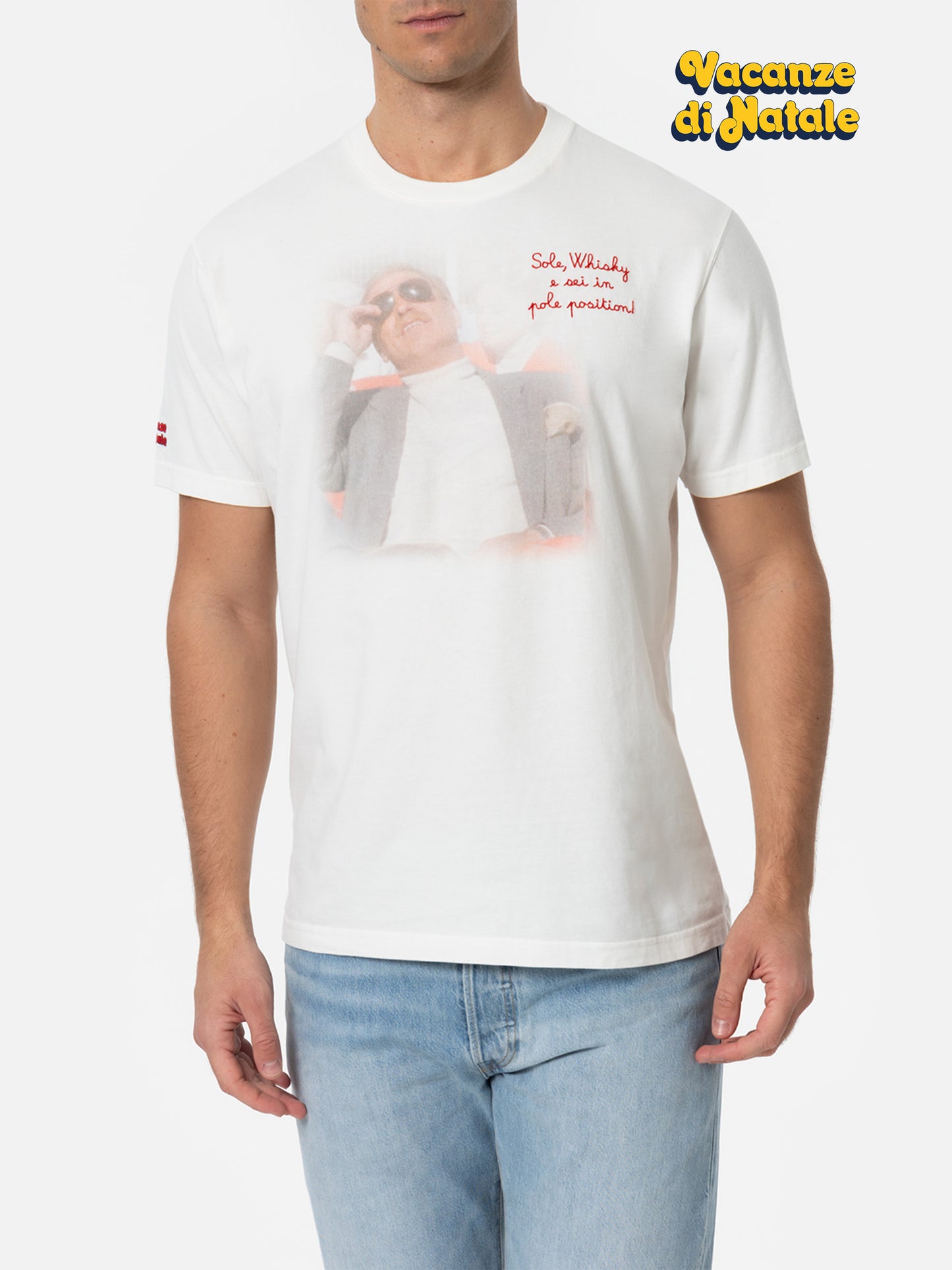 T-shirt in cotone Arnott con ricamo con Sole, whisky... | VACANZE DI NATALE EDIZIONE SPECIALE