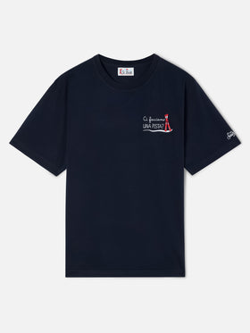 Camiseta de algodón azul marino blue Arnott con bordado Ci Facciamo Una Pista 